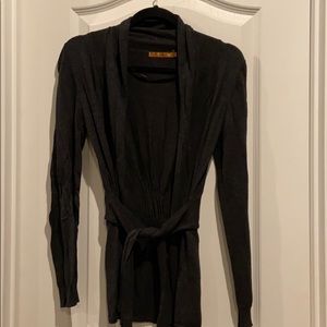 Gray tie sweater/cardigan